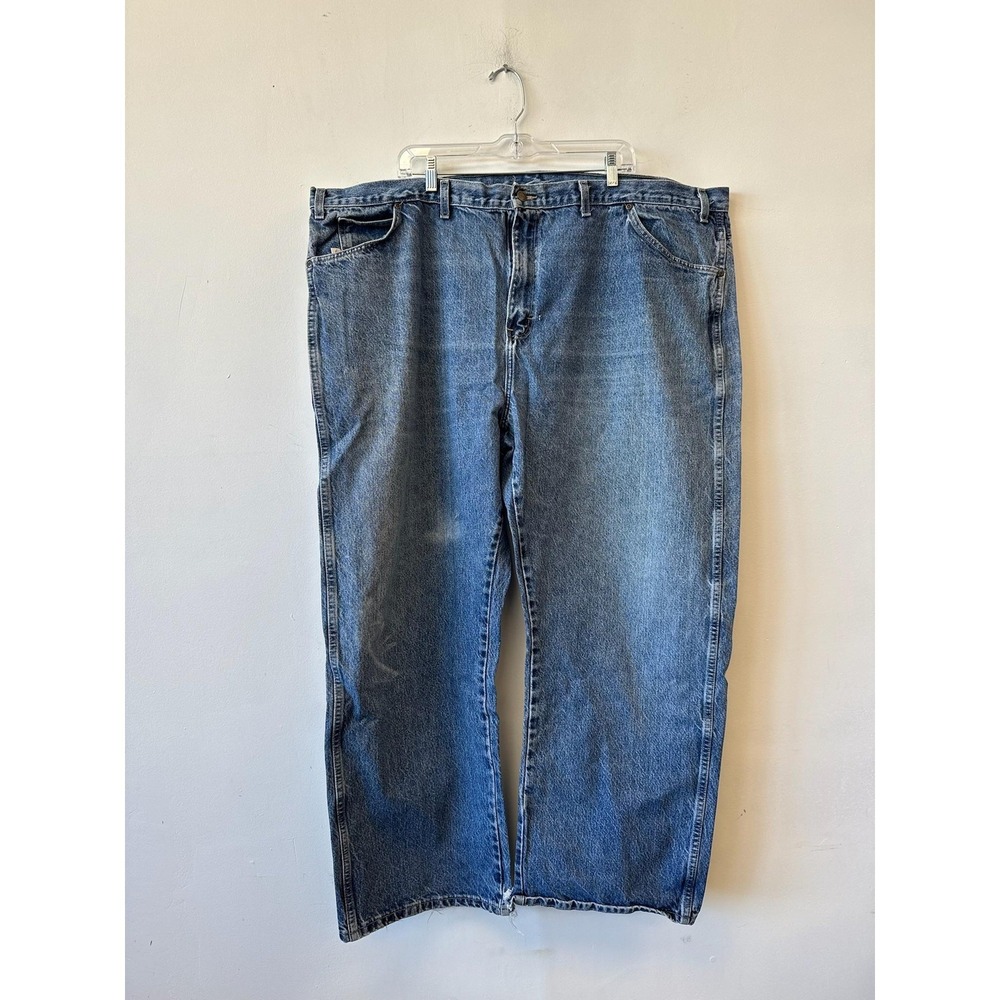 VTG Dickies Jeans Mens Blue Relaxed Straight Distressed Frayed Hems Fits 50x29‎